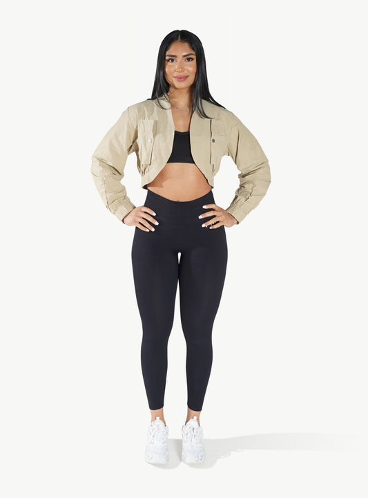 CLEARANCE - PNX - Paloma Crop Jacket - Sand Khaki