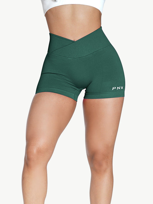 Aida Cross Over Scrunch Shorts - Green