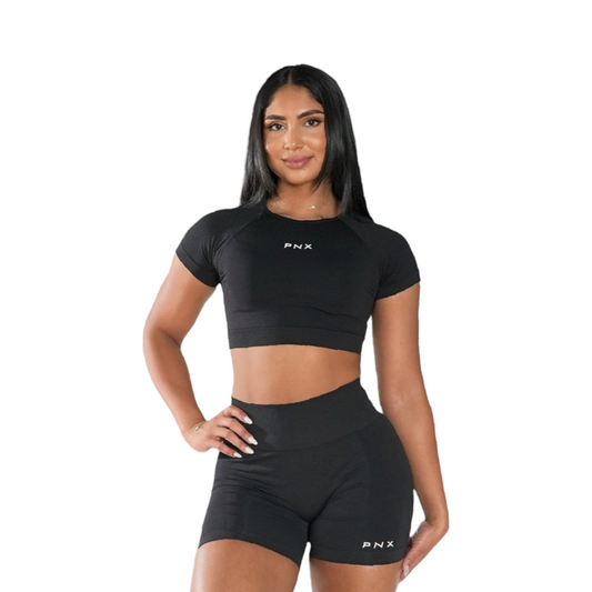 PNX -  Intense Short Sleeve Crop Top - Black