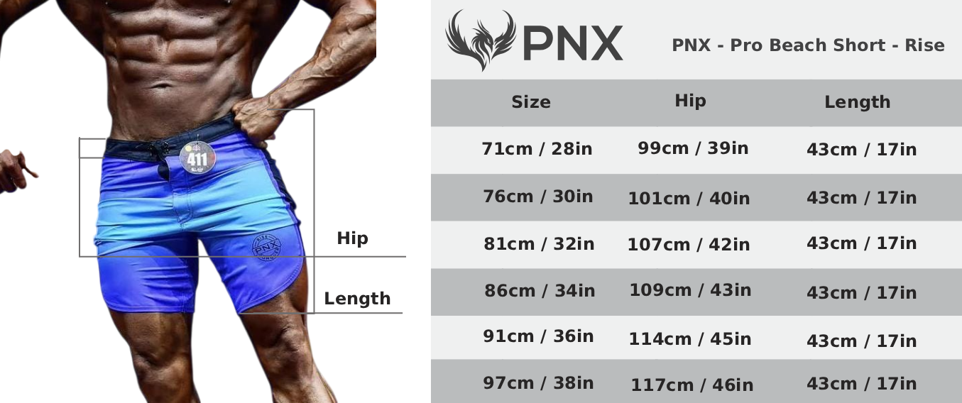 PNX - Mens Pro Beach Shorts 17 inches - Rise - Faded Blue and black