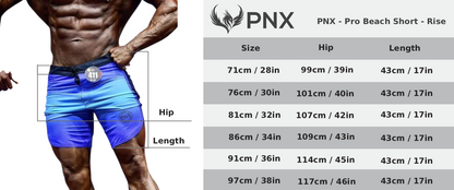 PNX - Mens Pro Beach Shorts 17 inches - Rise - Faded Blue and black