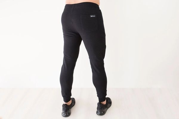 Black fitted joggers mens discount